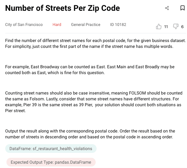 Python data engineer interview question from City of San Francisco