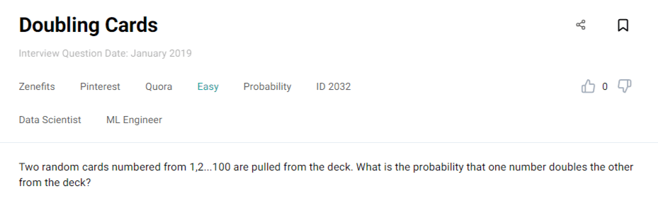 Probability Cheat Sheet Interview Question 4