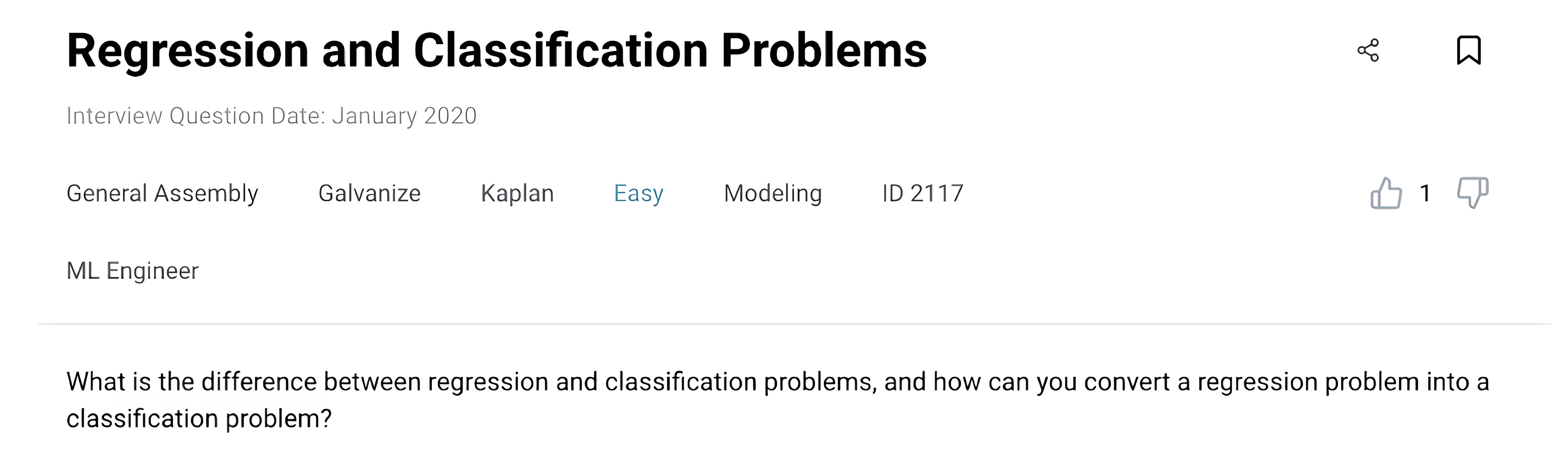 AI interview questions regarding Regression and Classification