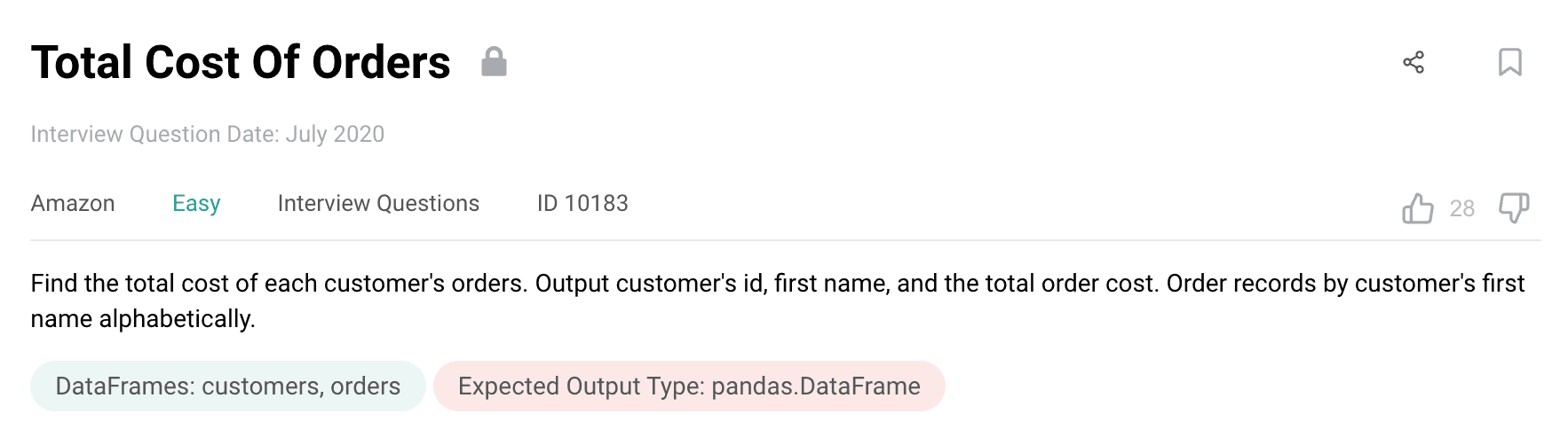 Python data science interview question from Amazon