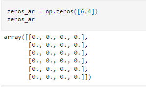 Special Arrays in NumPy zeros