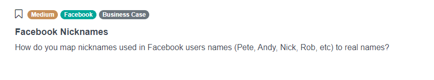 Facebook Nicknames Data Scientist Interview Question