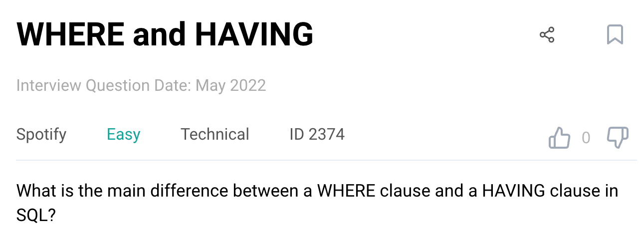 MySQL WHERE vs HAVING interview questions
