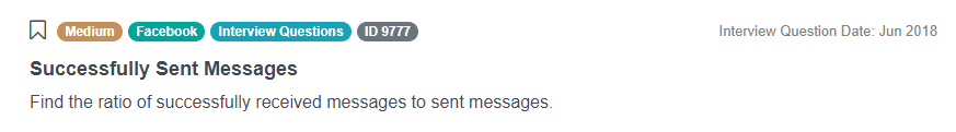 Facebook SQL data scientist interview question for sent messages