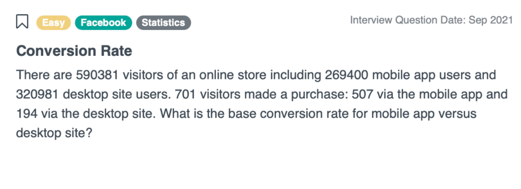 Data analyst interview question from Facebook