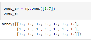 Special Arrays in NumPy ones
