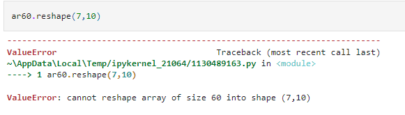 Reshaping Arrays ar60 error