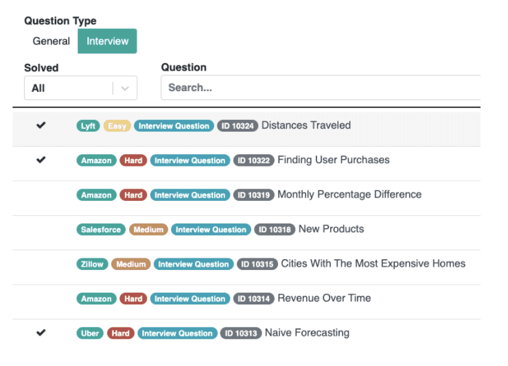 StrataScratch data science python questions