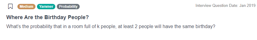 Data Science Probability Interview Questions from Yammer