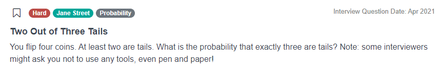 Data Science Probability Interview Questions from Jane Street