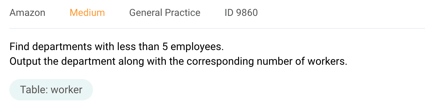 Amazon business analyst interview question to find departments