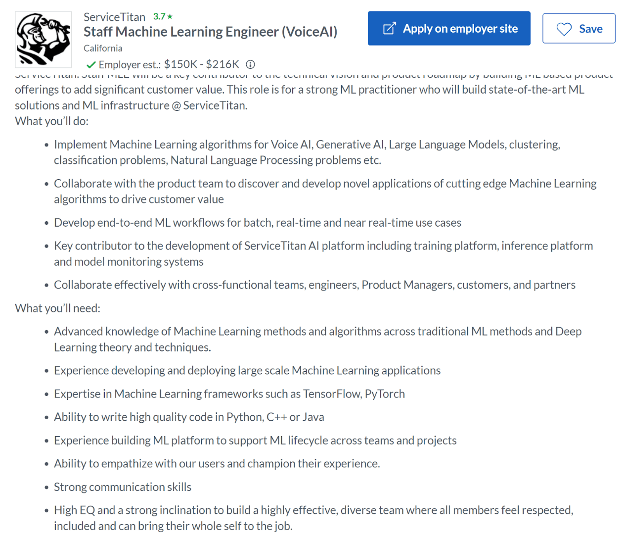 Remote Staff Machine Learning Engineer Job Role