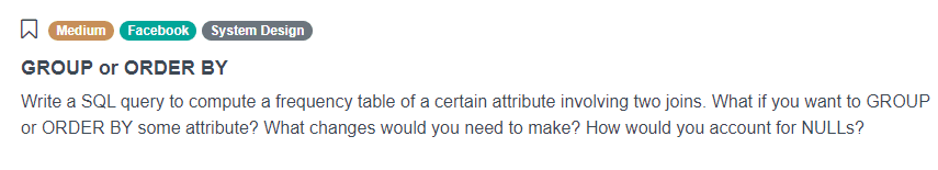 Facebook Data Scientist Interview problem for GROUP or ORDER BY