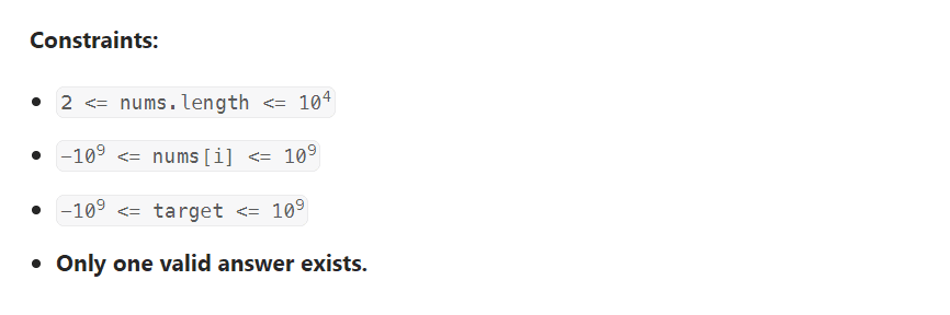 Constraints in Two Sum LeetCode Problem
