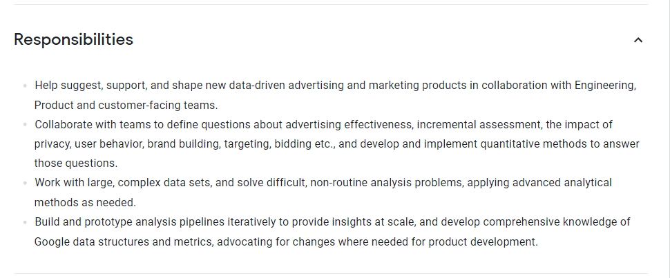 Google Data Scientist Ads Insight and Measurement Job Salary