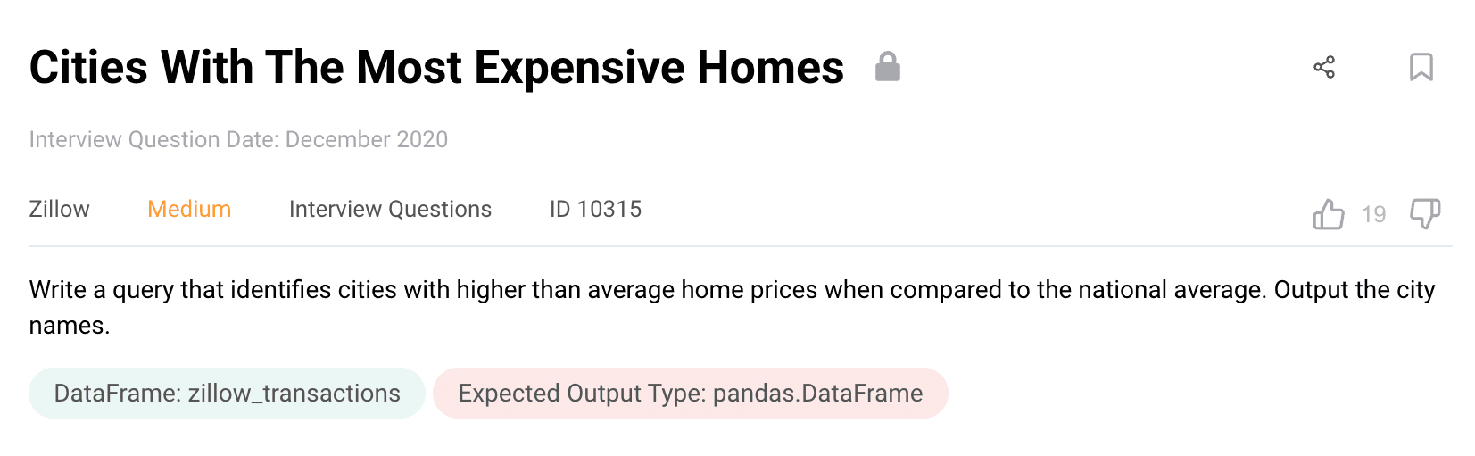 Python data science interview question from Zillow