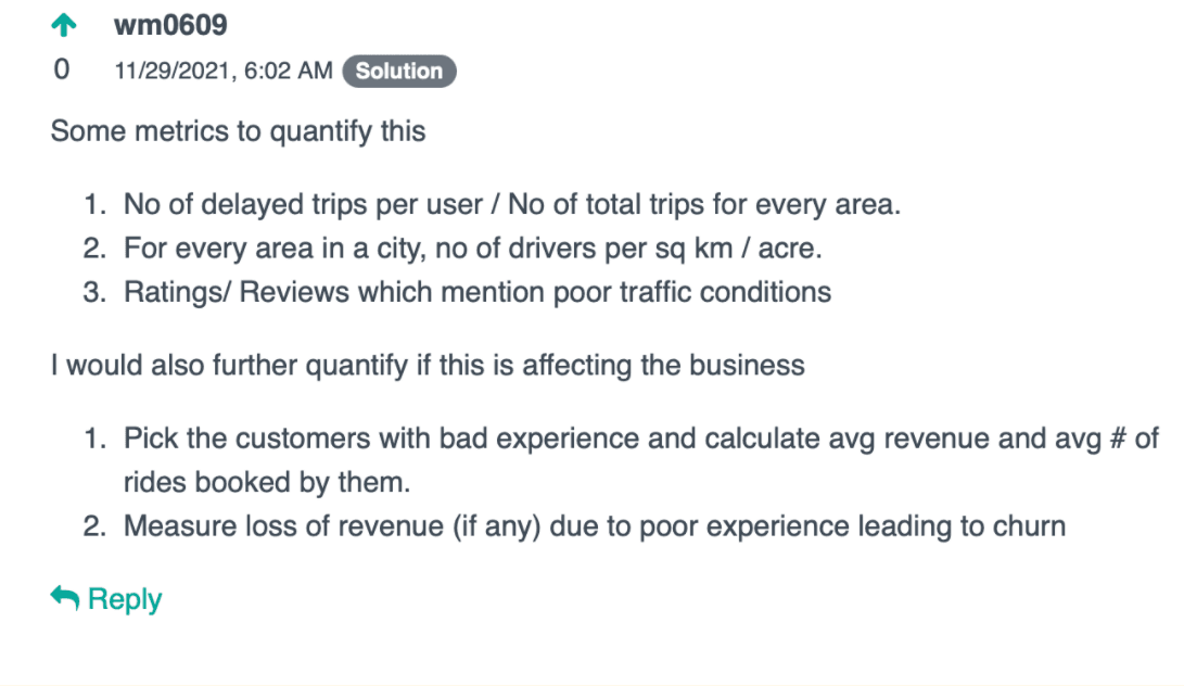 Answer to data analyst interview question