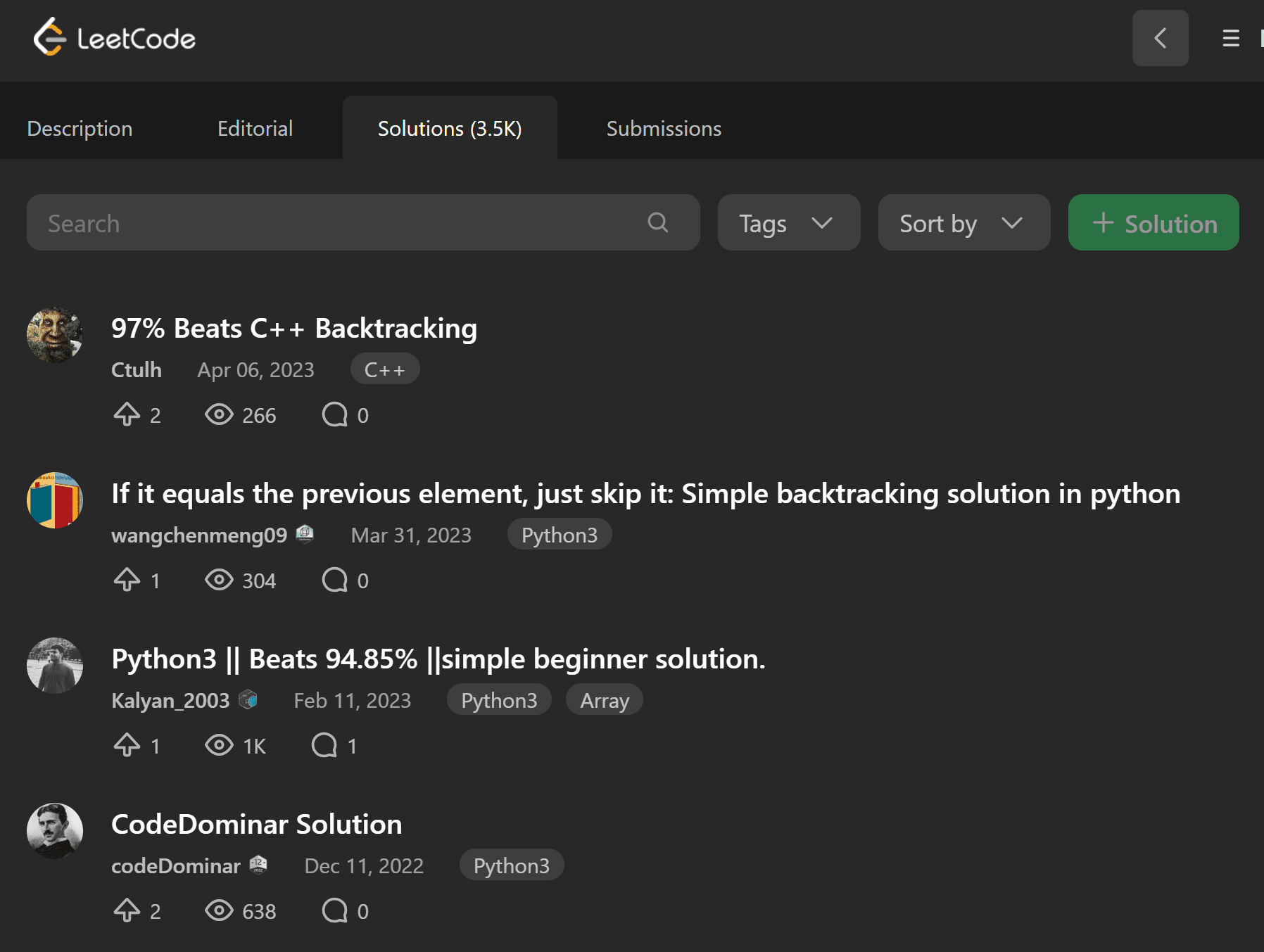 LeetCode Python Solutions Tab for Data Science
