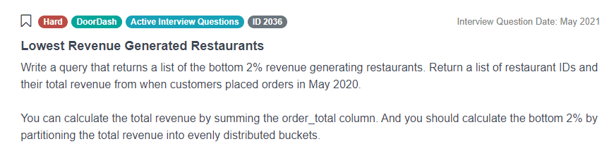 DoorDash Data Scientist Interview Question 1