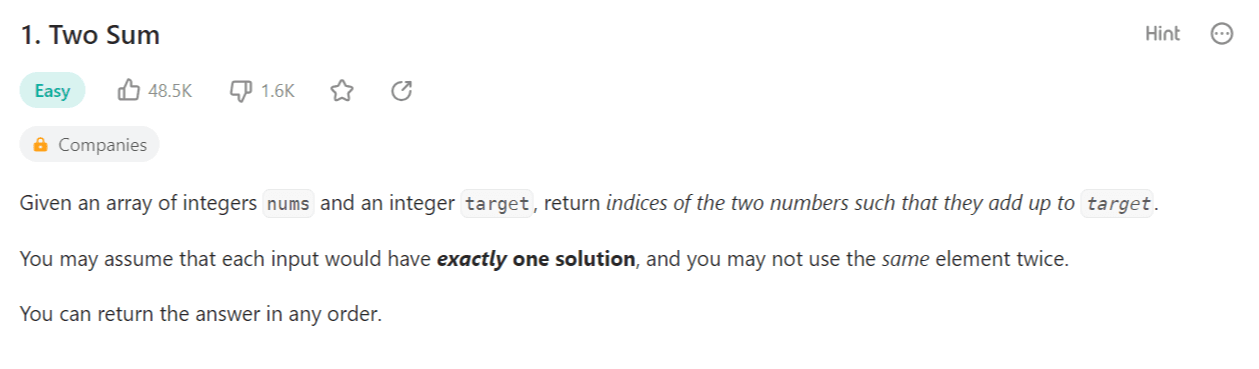 LeetCode Two Sum Problem