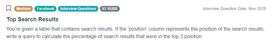 Facebook Data Scientist Interview Question for Top Search