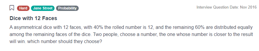 Data Science Probability Interview Questions for Dice with 12 Faces