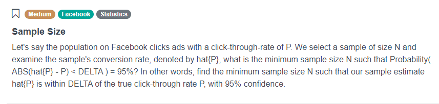 Facebook Statistics Data Scientist Interview Problem