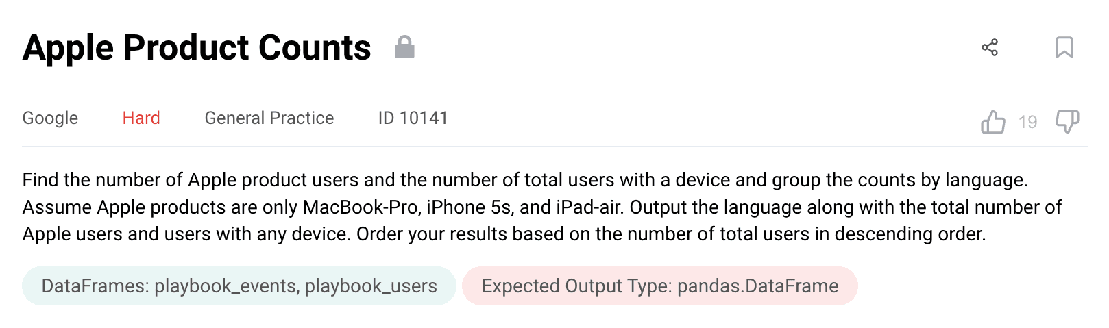 Python data science interview question from Google