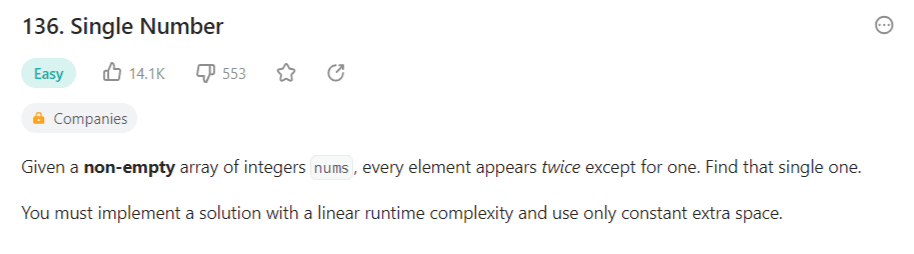 LeetCode Single Number Problem