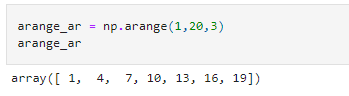 Special Arrays in NumPy arange