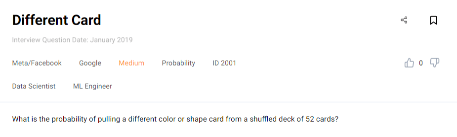 Probability Cheat Sheet Interview Question