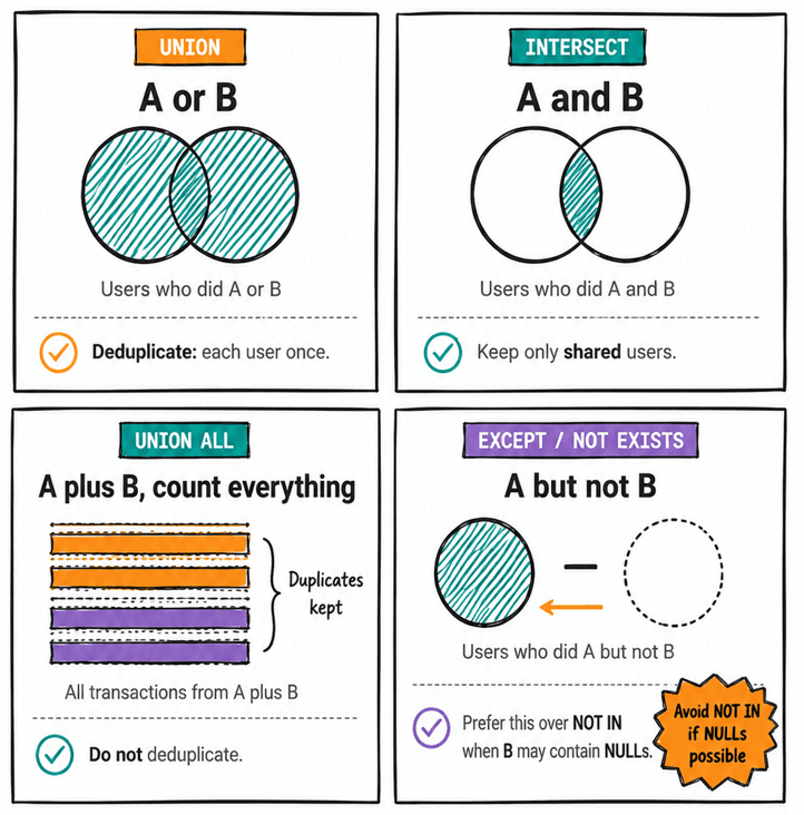 A Simple Framework for Choosing INTERSECT vs UNION in SQL