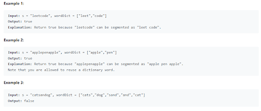 Leetcode word break question data