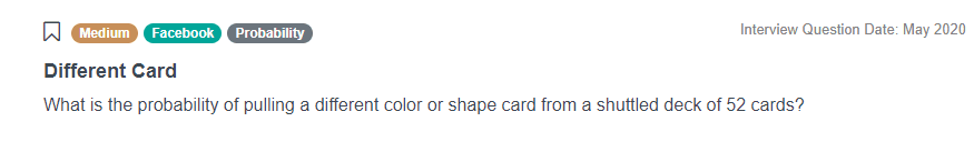 Data Science Probability Interview Questions for Different Card